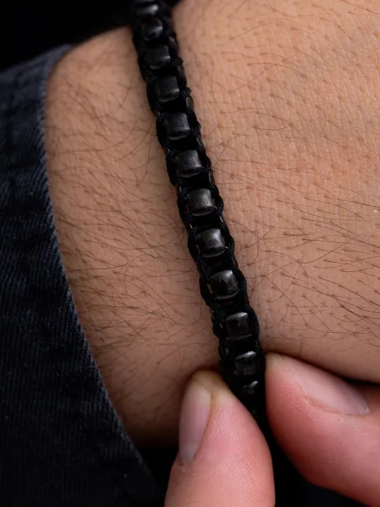 Erkek Siyah Polo Model Çelik Bileklik - Çelik Siyah Polo Model Bileklik