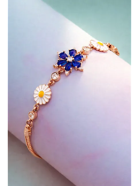 Rose Rengi Nergis Çiçeği Zirkon Taşlı Gümüş Bileklik Rose Rengi Nergis Çiçeği Zirkon Taşlı Gümüş Bileklik