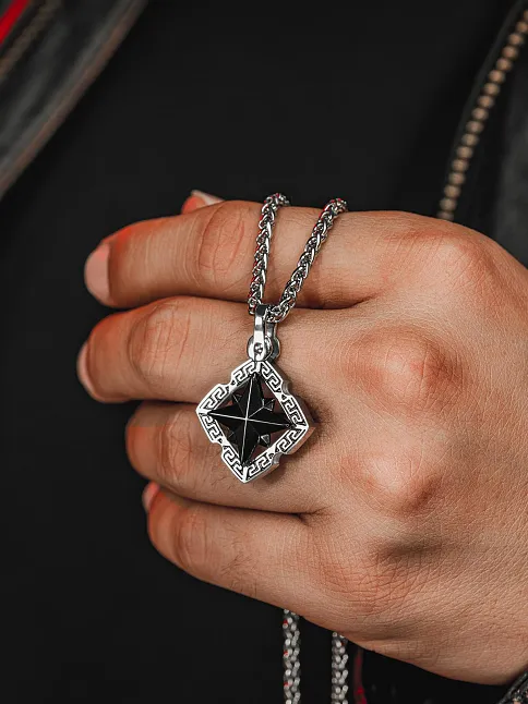Erkek Çelik Kolye - Modern Kutup Yıldızı Model Erkek Kolye