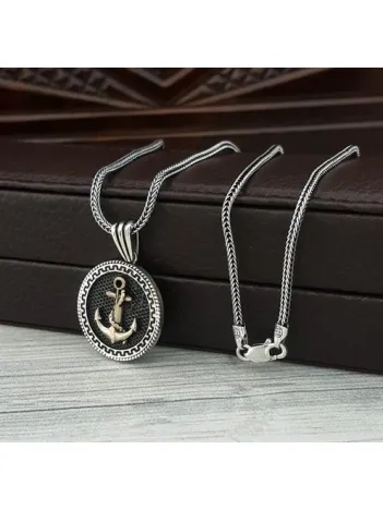 Çapa Model Yuvarlak Gümüş Erkek Kolye Gklklygmsçp-syh