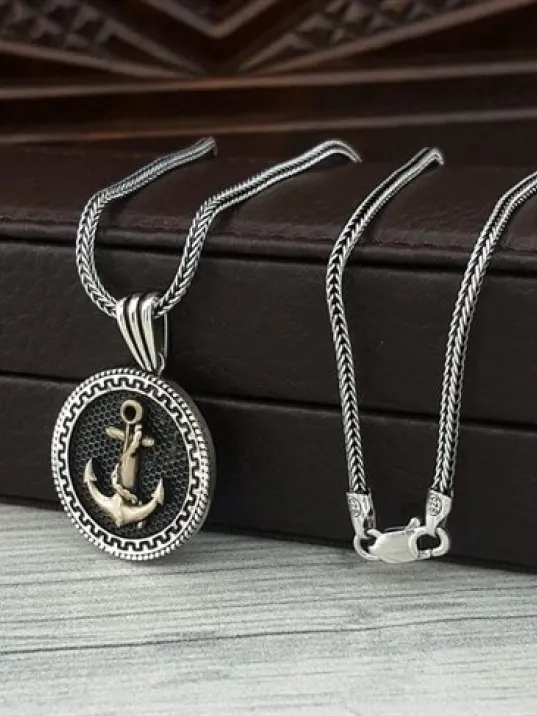 Çapa Model Yuvarlak Gümüş Erkek Kolye Gklklygmsçp-syh Çapa Model Yuvarlak Gümüş Erkek Kolye Gklklygmsçp-syh