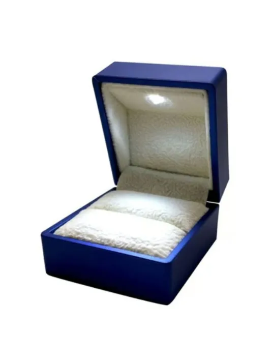 Işıklı Pırlanta Tektaş Mavi Yüzük Kutusu