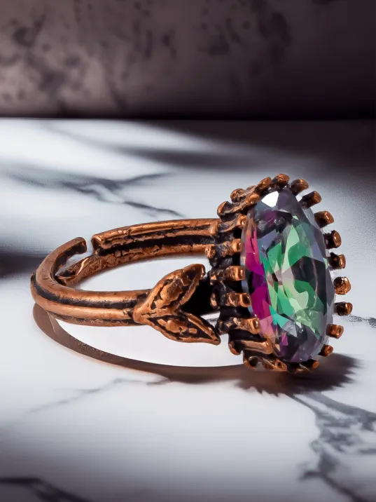 Kadın Bakır Bileklik Yüzük Set - Mistik Topaz Taş Mekik Ağaç Kabuğu Model İnce Metal Kutu Kuvars Taş Kadın Bakır Bileklik Yüzük Set - Mistik Topaz Taş Mekik Ağaç Kabuğu Model İnce Metal Kutu Kuvars Taş