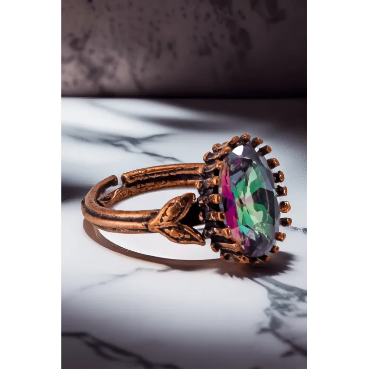 Kadın Bakır Bileklik Yüzük Set - Mistik Topaz Taş Mekik Ağaç Kabuğu Model İnce Metal Kutu Kuvars Taş Kadın Bakır Bileklik Yüzük Set - Mistik Topaz Taş Mekik Ağaç Kabuğu Model İnce Metal Kutu Kuvars Taş