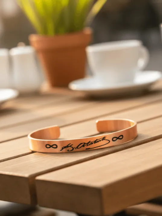 Erkek Kadın Bakır Bileklik - Mustafa Kemal Atatürk İmzalı Bakır Bilezik