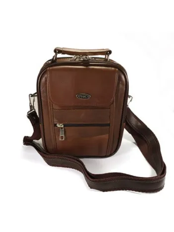 Güderi Marka Taba Renk Hakiki Deri Erkek Deri Çanta Çelik Kasalı Orta Boy