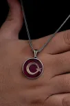 Erkek Gümüş Kolye - Ayyıldız İşlemeli Kırmızı Renkli Gümüş Kolye Erkek Gümüş Kolye - Ayyıldız İşlemeli Kırmızı Renkli Gümüş Kolye