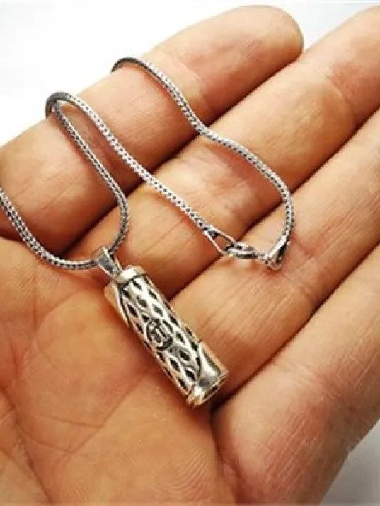 Allah Yazılı Cevşen Gümüş Erkek Kolye Zincir