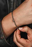 Erkek Gümüş Bileklik - El Yapımı İnce Oksitli Gümüş Zahir Erkek Bileklik Kelepçe