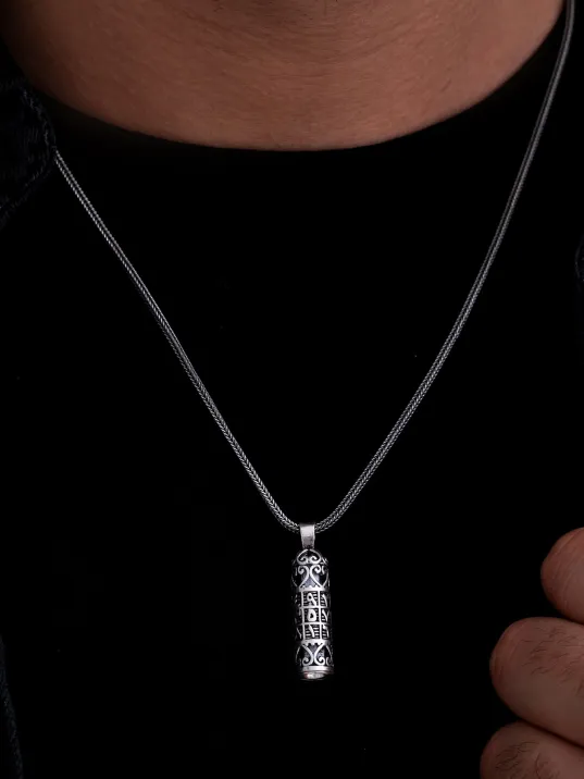 Ebced Cevşen Kolye Muska Gümüş Erkek Zincir Ebced Cevşen Kolye Muska Gümüş Erkek Zincir