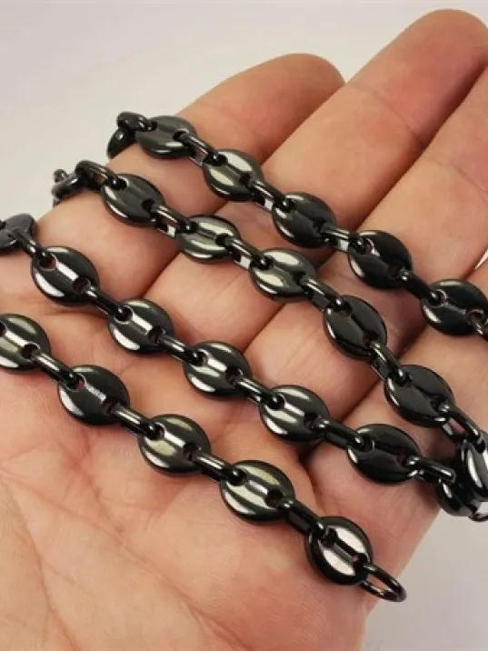 Gemici Model Çelik Erkek Kolye Zincir Siyah Model Orta Kalınlıkta Gemici Model Çelik Erkek Kolye Zincir Siyah Model Orta Kalınlıkta