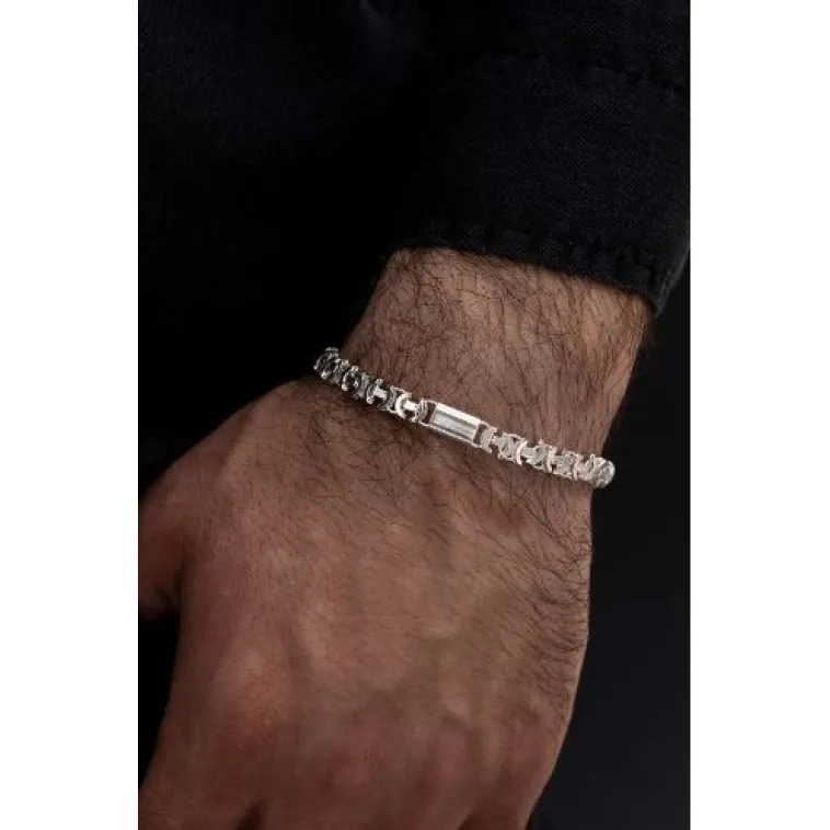 Erkek Gümüş Bileklik - 5.5mm Parçalı Parlak Euro Kral Gümüş Bileklik Erkek Gümüş Bileklik - 5.5mm Parçalı Parlak Euro Kral Gümüş Bileklik