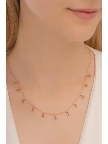 Zultanit Taşlı Rose Kadın Gümüş Kolye GKLTSKLYM2D-ROS