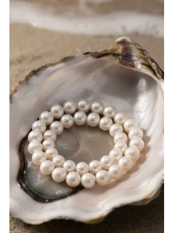 Gerçek Dizi İnci - 7mm Doğal Beyaz Yanar Dönerli Tatlısu Yuvarlak İnci Takı Yapım Malzemesi