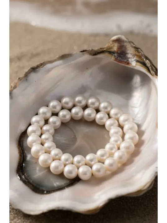 Gerçek Dizi İnci - 7mm Doğal Beyaz Yanar Dönerli Tatlısu Yuvarlak İnci Takı Yapım Malzemesi