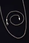 Erkek Gümüş Kolye Bileklik Set - 3mm Arnavut Zinciri Gümüş Kolye Bileklik Set