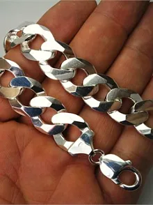 İTALYAN GURMET GÜMÜŞ ERKEK BİLEKLİK KÜNYE KALIN MODEL 44GR