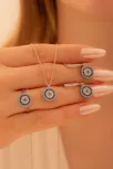 Kadın Gümüş Set - Yuvarlak Model Nazar Boncuğu Motifli Kadın Set
