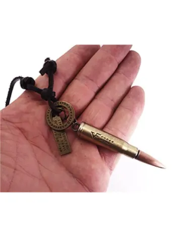 CrossFire Mermi Erkek Deri Kolye