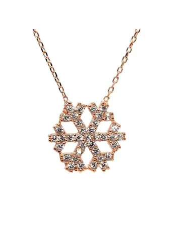 Kar Tanesi Bayan Gümüş Kolye Rose Renk