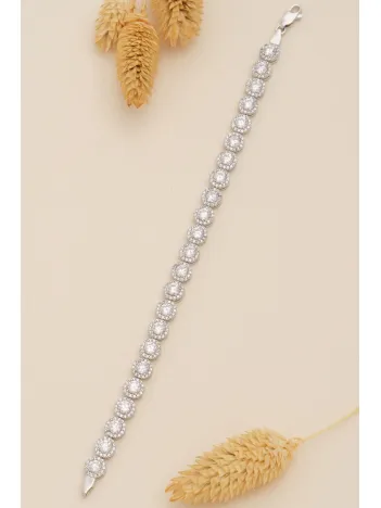 Kadın Gümüş Bileklik - İdil Yuvarlak Model Zirkon Taşlı Kadın Bileklik