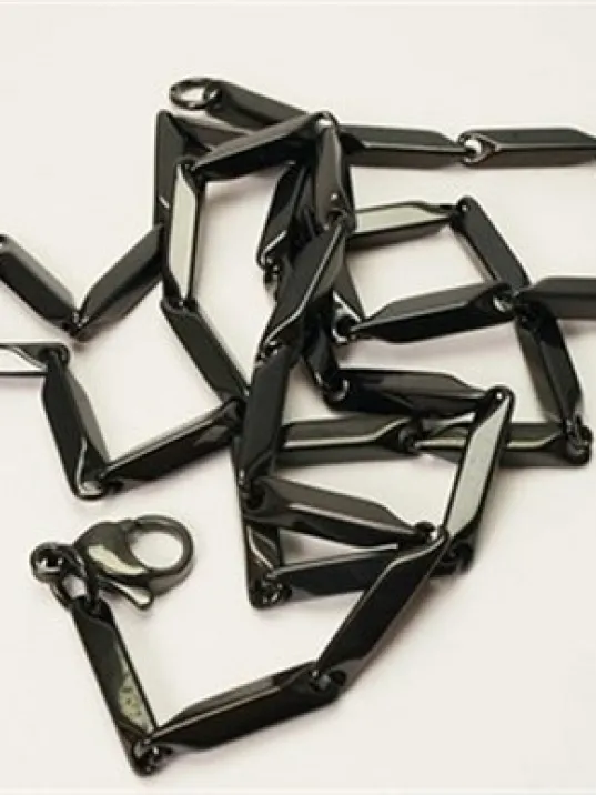 Çelik Erkek Kolye Zincir Metalik Siyah Renkli Model