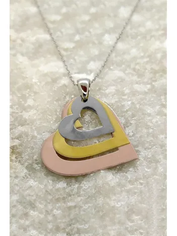 Kişiye Özel 3 Isimli Kalpli Gümüş Kolye Kişiye Özel 3 Isimli Kalpli Gümüş Kolye