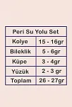 Kadın Gümüş Takı Seti - Peri Zümrüt Taşlı Damla Model Kolye, Bileklik, Yüzük, Küpe Tam Set