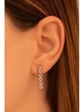 Kadın Gümüş Küpe - Sonsuzluk Temalı İnfinity 925 Ayar Gümüş Küpe