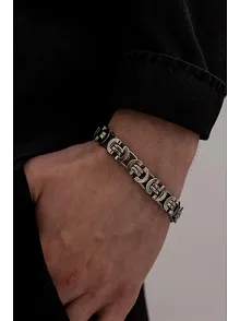 Erkek Bileklik Paslanmaz Çelik Desenli
