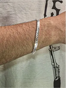 Erkek Gümüş Bileklik - İnce Yassı Snake Parlak Model Erkek Künye