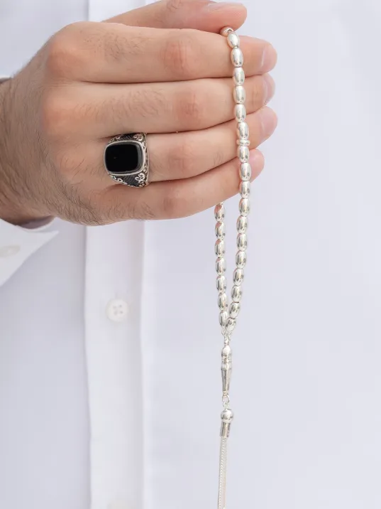 Gümüş Tespih Arpa Kesim Büyük Boy 24gr