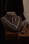 Dolunay Bayan Zirkon Taşlı Gümüş Su Yolu Set - Kolye, Bileklik, Küpe, Yüzük