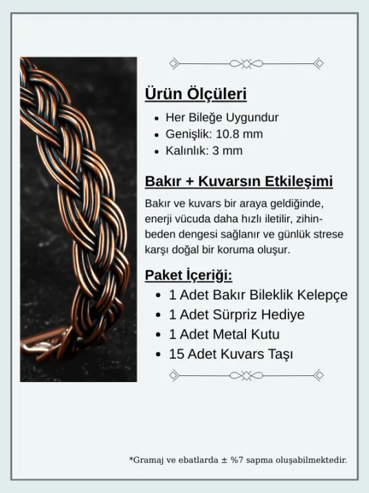 Erkek Bakır Bileklik - Örgü Model Erkek Kelepçe Bileklik Bilezik