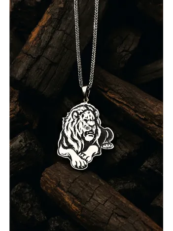 Erkek Gümüş Kolye - Aslan Model 925 Ayar Gümüş Erkek Kolye