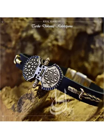 İslam Usta Tasarımı Kılıç Kalkan Bileklik Gümüş Erkek Bileklik