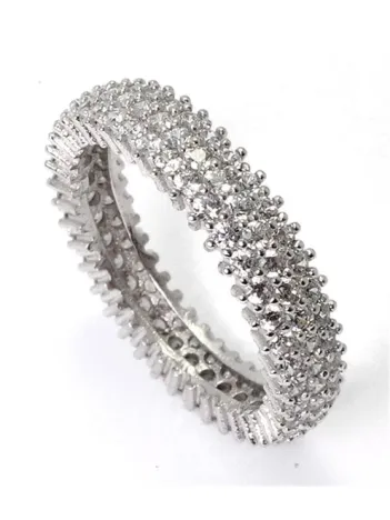 Üç Sıra Tamtur Zirkon Taşlı Bayan Gümüş Yüzük