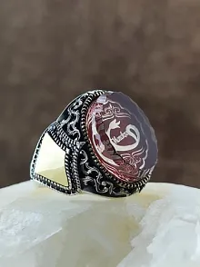 Kişiye Özel Tasarımlı Baklava Desen Mineli Gümüş Erkek Yüzük GYZGMSSGUMU