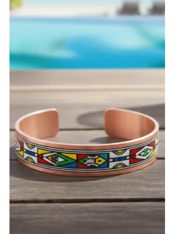 Kadın Bakır Bileklik - Elena Model Özel Baskı Metal Kutu Ve Kuvars Taşı