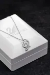 Kadın Gümüş Kolye - Swarovski Taşlı Zirconia Çift Kalpli Motifli Kadın Kolye