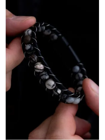 Malakit Doğaltaş Erkek Deri Bileklik Malakit Doğaltaş Erkek Deri Bileklik