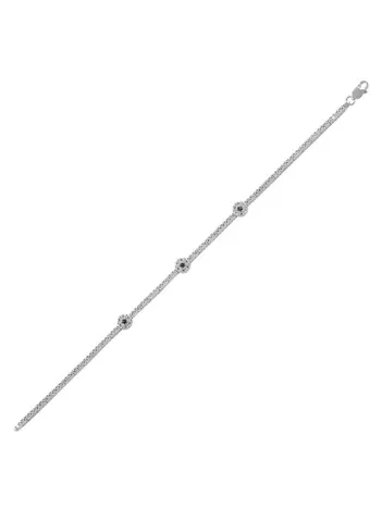 Venüs Zümrüt Taşlı Su Yolu Bayan Gümüş Bileklik