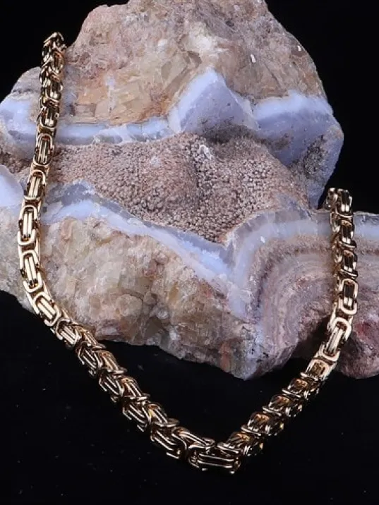 Erkek Paslanmaz Sarı Çelik Kolye Erkek Paslanmaz Sarı Çelik Kolye