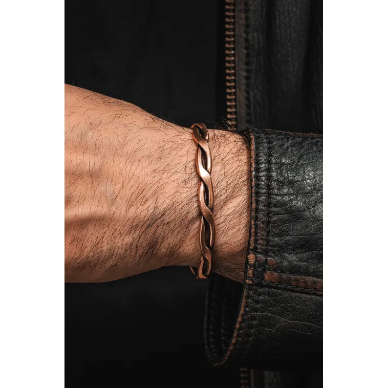 Copper Knit Bakır Kelepçe Bilezik Erkek Kadın Kuvars Taşı ve Metal Kutulu Copper Knit Bakır Kelepçe Bilezik Erkek Kadın Kuvars Taşı ve Metal Kutulu