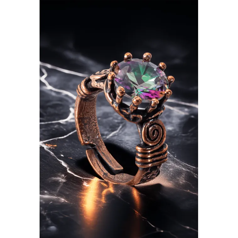 Kadın Bakır Bileklik Yüzük Set - Mistik Topaz Ağaç Kabuğu Model İnce Metal Kutu Kuvars Taşlı Set Kadın Bakır Bileklik Yüzük Set - Mistik Topaz Ağaç Kabuğu Model İnce Metal Kutu Kuvars Taşlı Set
