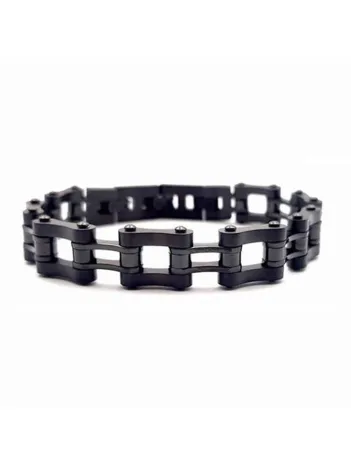 Erkek Çelik Bileklik - Siyah Motosiklet Zinciri Çelik Erkek Bileklik