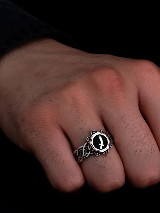 Erkek Gümüş Yüzük - Zülfikar Kılıcı İnce Kibar Gümüş Yüzük