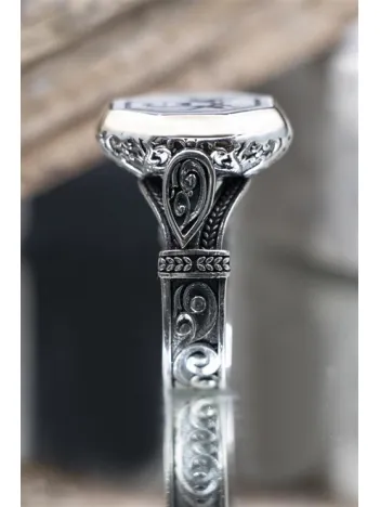 Hz. Ali ve Zülfikar Kılıç Model Erkek 925 Ayar Gümüş Yüzük GYZENDALIZL-GMS