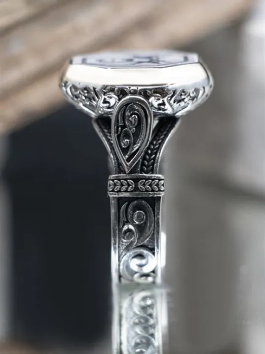 Hz. Ali ve Zülfikar Kılıç Model Erkek 925 Ayar Gümüş Yüzük GYZENDALIZL-GMS