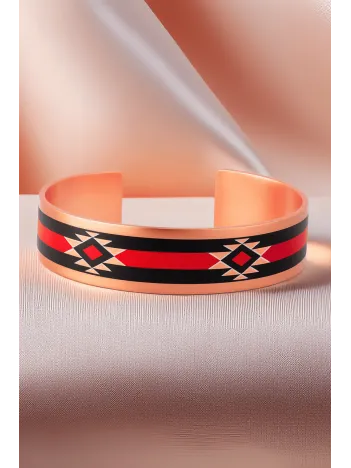 Kadın Bakır Bileklik - Rosso Model Özel Baskı Metal Kutu Ve Kuvars Taşı